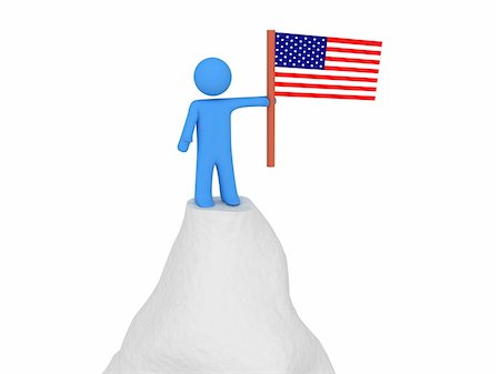 simsearch:400-06389956,k - 3d render of person on mountain with american flag Photographie de stock - Aubaine LD & Abonnement, Code: 400-04611182
