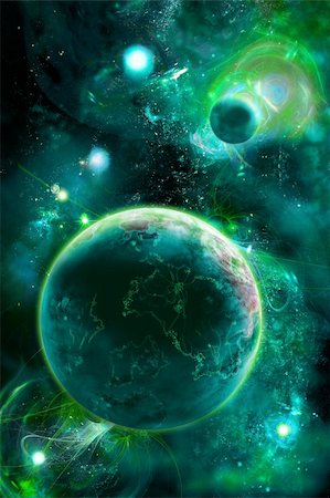 planetarium - very showy green picture with space Stock Photo - Budget Royalty-Free & Subscription, Code: 400-04611577