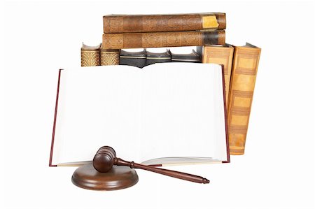 simsearch:700-00028739,k - Wooden gavel from the court and law books isolated on white background. Shallow depth of field Stock Photo - Budget Royalty-Free & Subscription, Code: 400-04611810
