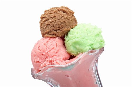 Delicious multi flavor ice cream glass isolated on white background. Shallow depth of field Foto de stock - Super Valor sin royalties y Suscripción, Código: 400-04611927