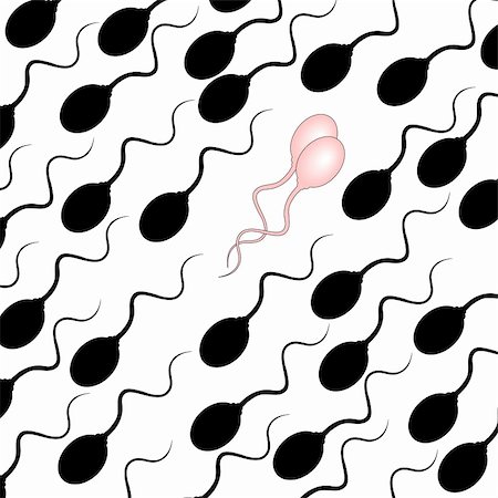 Editable vector illustration of pink sperm swimming against the tide Stock Photo - Budget Royalty-Free & Subscription, Code: 400-04613045