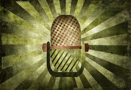 simsearch:400-04630784,k - Retro microphone against vintage stylized background Stock Photo - Budget Royalty-Free & Subscription, Code: 400-04613370