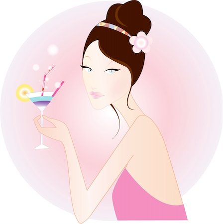 simsearch:400-08348807,k - Girl at a lounge in Pink dress with martini in hand Stock Photo - Budget Royalty-Free & Subscription, Code: 400-04624199