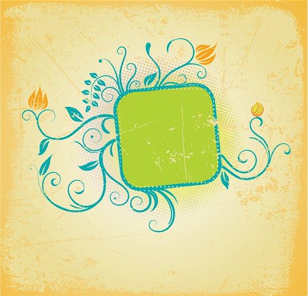 simsearch:400-04798374,k - Vector illustration of Grunge Floral frame Stock Photo - Budget Royalty-Free & Subscription, Code: 400-04624218