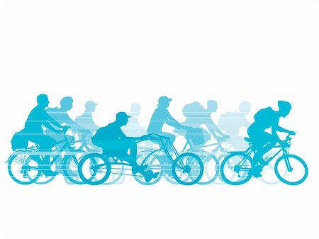 Group of cyclist on the road. Vector illustration. Stock Photo - Budget Royalty-Free & Subscription, Code: 400-04624362