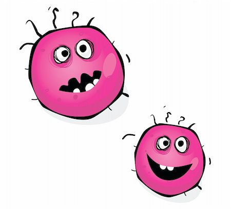 doodle monster drawing - Warning! Pink bacteria of swine flu, H1N1. Art vector Illustration. Stock Photo - Budget Royalty-Free & Subscription, Code: 400-04624374