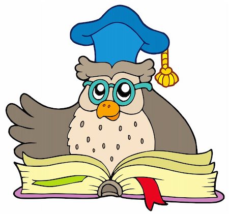 simsearch:400-04311432,k - Cartoon owl teacher with book - vector illustration. Stock Photo - Budget Royalty-Free & Subscription, Code: 400-04624530