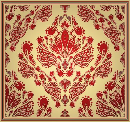 red and gold fabric for curtains - Vector decorative royal seamless floral ornament Stock Photo - Budget Royalty-Free & Subscription, Code: 400-04624676