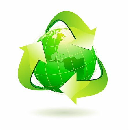 simsearch:400-05704598,k - Vector illustration of green Earth with recycle symbol. Stock Photo - Budget Royalty-Free & Subscription, Code: 400-04625631