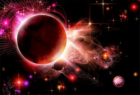 eclipse - Shining fog after a planet, anxious scarlet space Stock Photo - Budget Royalty-Free & Subscription, Code: 400-04625716