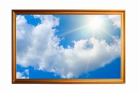 simsearch:400-07820254,k - golden frame filled with sky isolated on white Stock Photo - Budget Royalty-Free & Subscription, Code: 400-04626626