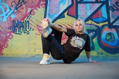 Girl break-dancer posing Stock Photo - Budget Royalty-Free & Subscription, Code: 400-04627220