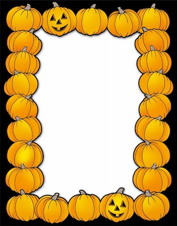 simsearch:400-04236823,k - Halloween frame with pumpkins - color illustration. Stock Photo - Budget Royalty-Free & Subscription, Code: 400-04628702