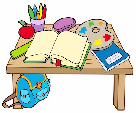 simsearch:400-04240970,k - School table 2 on white background - vector illustration. Stock Photo - Budget Royalty-Free & Subscription, Code: 400-04628764