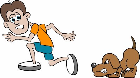 people running scared - Illustration of a man running from a dog. Stock Photo - Budget Royalty-Free & Subscription, Code: 400-04629137