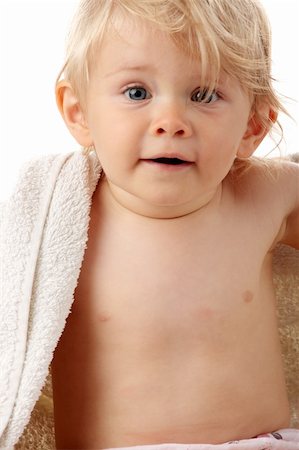 simsearch:400-04071604,k - Happy baby with towel isolated on white background Stock Photo - Budget Royalty-Free & Subscription, Code: 400-04629854