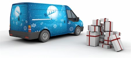 3D Render of a Christmas Delivery Van Isolated on White Stock Photo - Budget Royalty-Free & Subscription, Code: 400-04620826