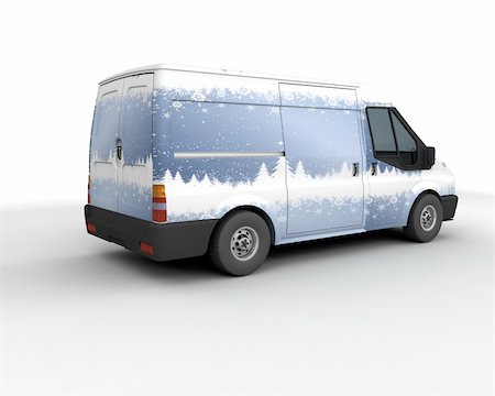 3D Render of a Christmas Delivery Van Isolated on White Stock Photo - Budget Royalty-Free & Subscription, Code: 400-04620827