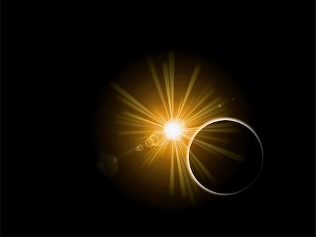 eclipse - Sunrise or sunset behind a planet on black background. Stock Photo - Budget Royalty-Free & Subscription, Code: 400-04621725
