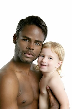 Multi ethnic racial family african father caucasian blond daughter portrait Stock Photo - Budget Royalty-Free & Subscription, Code: 400-04622221