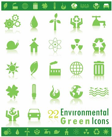 Set of 22 green environmental icons Stock Photo - Budget Royalty-Free & Subscription, Code: 400-04622494