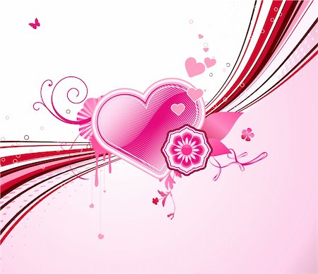 simsearch:400-06080543,k - Vector illustration of funky styled design background with heart shape and floral elements Stock Photo - Budget Royalty-Free & Subscription, Code: 400-04622590