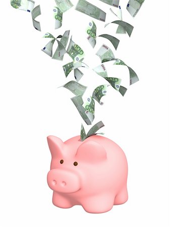 simsearch:400-04326117,k - Euro banknotes falling in piggy bank Stock Photo - Budget Royalty-Free & Subscription, Code: 400-04623220