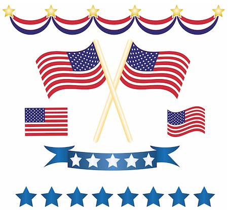 set of stars, banners and flags symbol of america Stock Photo - Budget Royalty-Free & Subscription, Code: 400-04636051