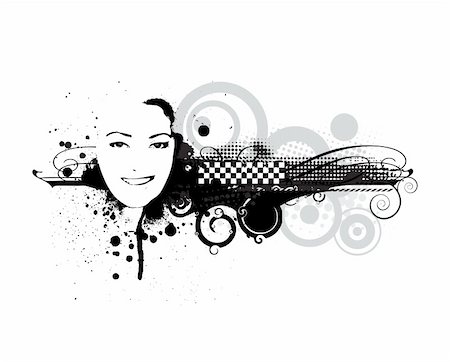 simsearch:400-04594310,k - grunge girl face banner with an inky dribble strip,vector illustration Photographie de stock - Aubaine LD & Abonnement, Code: 400-04636560