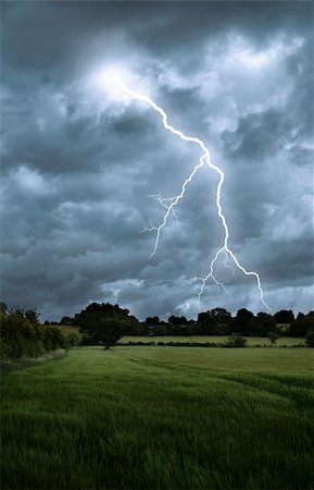 simsearch:400-04256241,k - Lightening strikes from a stormy sky over a countryside landscape Stock Photo - Budget Royalty-Free & Subscription, Code: 400-04630532