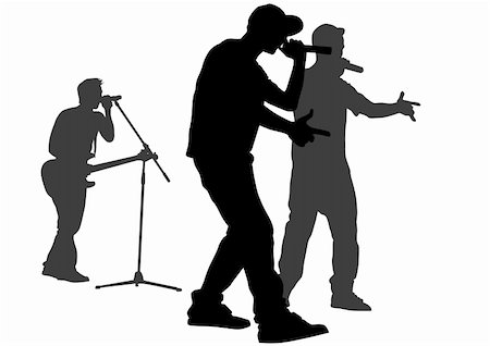 Vector silhouette of the artists of hip hop. A live performance on stage Stock Photo - Budget Royalty-Free & Subscription, Code: 400-04633008