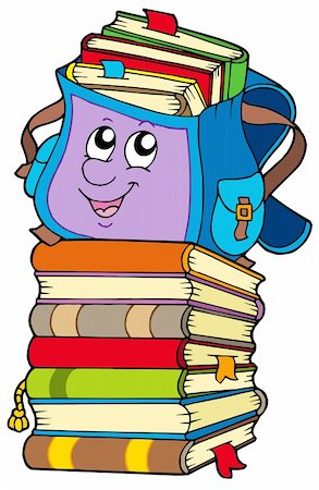 simsearch:400-04240970,k - Cute school bag on pile of books - vector illustration. Stock Photo - Budget Royalty-Free & Subscription, Code: 400-04633163