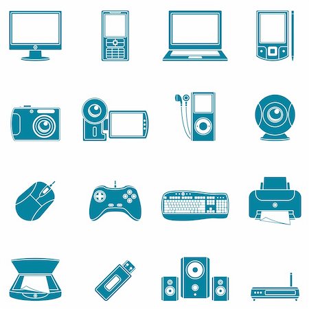simsearch:400-04729472,k - Set of 16 blue computer and media icons. Stock Photo - Budget Royalty-Free & Subscription, Code: 400-04633907