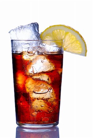 Glass with cola & lemon isolated on white Stock Photo - Budget Royalty-Free & Subscription, Code: 400-04644372