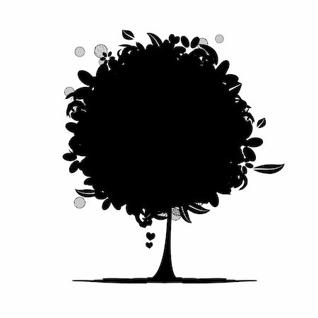 simsearch:400-04595330,k - Floral tree silhouette black Stock Photo - Budget Royalty-Free & Subscription, Code: 400-04644414