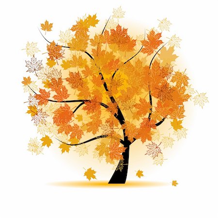 environment cartoons colored - Maple tree, autumn leaf fall Stock Photo - Budget Royalty-Free & Subscription, Code: 400-04644455