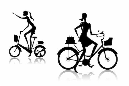 simsearch:400-04164585,k - The woman going on a bicycle with purchases from shop Photographie de stock - Aubaine LD & Abonnement, Code: 400-04644490