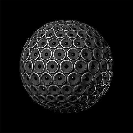 speakers graphics - three dimensional speakers sphere isolated on black Stock Photo - Budget Royalty-Free & Subscription, Code: 400-04644841