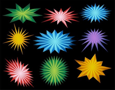 Star energy set isolated on a black background. Stock Photo - Budget Royalty-Free & Subscription, Code: 400-04645269