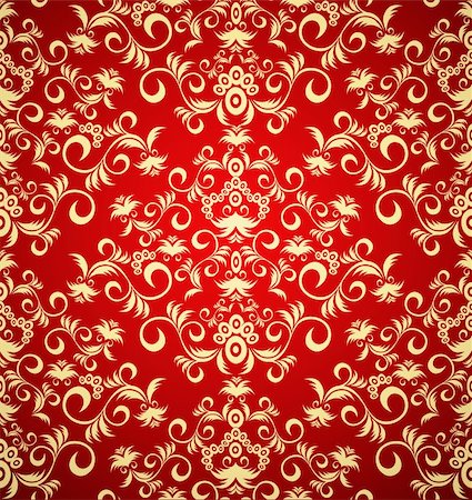 red and gold fabric for curtains - Decorative red and gold royal seamless floral ornament Stock Photo - Budget Royalty-Free & Subscription, Code: 400-04645370