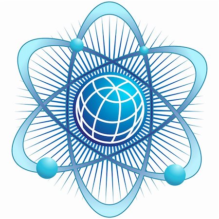 proton icon - 3D image representing atomic energy around the globe. Stock Photo - Budget Royalty-Free & Subscription, Code: 400-04645650