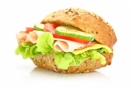 simsearch:700-01716556,k - Fresh sandwich with ham and cheese and vegetables Photographie de stock - Aubaine LD & Abonnement, Code: 400-04646405