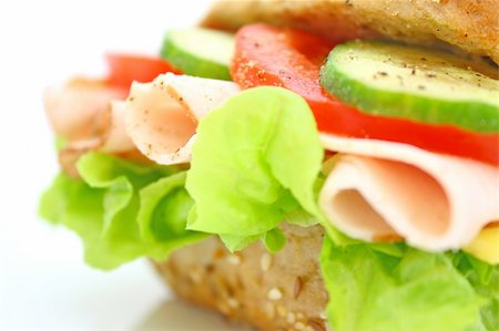 simsearch:700-01716556,k - Fresh sandwich with ham and cheese and vegetables Photographie de stock - Aubaine LD & Abonnement, Code: 400-04646406