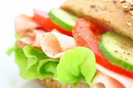 simsearch:700-01716556,k - Fresh sandwich with ham and cheese and vegetables Photographie de stock - Aubaine LD & Abonnement, Code: 400-04646418