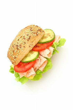 simsearch:700-01716556,k - Fresh sandwich with ham and cheese and vegetables Photographie de stock - Aubaine LD & Abonnement, Code: 400-04646419