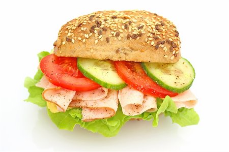 simsearch:700-01716556,k - Fresh sandwich with ham and cheese and vegetables Photographie de stock - Aubaine LD & Abonnement, Code: 400-04646413