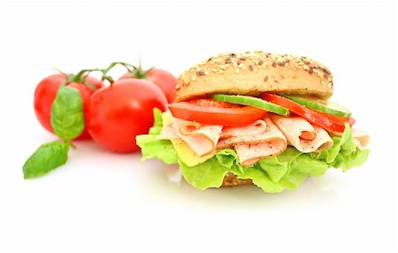 simsearch:700-01716556,k - Fresh sandwich with ham and cheese and vegetables Photographie de stock - Aubaine LD & Abonnement, Code: 400-04646424
