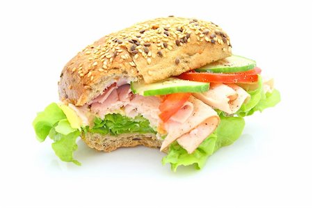 simsearch:700-01716556,k - Fresh sandwich with ham and cheese and vegetables Photographie de stock - Aubaine LD & Abonnement, Code: 400-04646426