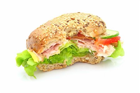 simsearch:700-01716556,k - Fresh sandwich with ham and cheese and vegetables Photographie de stock - Aubaine LD & Abonnement, Code: 400-04646427