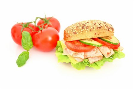 simsearch:700-01716556,k - Fresh sandwich with ham and cheese and vegetables Photographie de stock - Aubaine LD & Abonnement, Code: 400-04646423